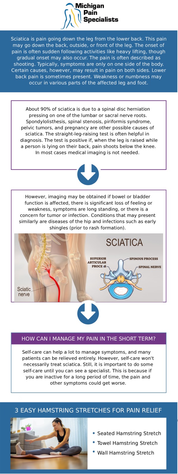 Lumbar radiculopathy, commonly known as sciatica, occurs when nerves in the lower back become irritated or compressed, leading to pain, numbness, tingling, or weakness that may extend into the legs. At Michigan Pain Specialists, Dr. Louis Bojrab, MD, FIPP, Dr. John Chatas, MD, FIPP, and Dr. Edward Washabaugh, MD, FIPP provide specialized evaluations to identify the underlying source of nerve-related symptoms and create a personalized treatment plan. Through advanced pain management techniques and ongoing support, we help patients work toward improved comfort, mobility, and overall quality of life. For more information, contact us or request an appointment online. We are conveniently located at 770 Riverside Ave suite 207, Adrian, MI 49221. Lumbar radiculopathy, commonly known as sciatica, occurs when nerves in the lower back become irritated or compressed, leading to pain, numbness, tingling, or weakness that may extend into the legs. At Michigan Pain Specialists, Dr. Louis Bojrab, MD, FIPP, Dr. John Chatas, MD, FIPP, and Dr. Edward Washabaugh, MD, FIPP provide specialized evaluations to identify the underlying source of nerve-related symptoms and create a personalized treatment plan. Through advanced pain management techniques and ongoing support, we help patients work toward improved comfort, mobility, and overall quality of life. For more information, contact us or request an appointment online. We are conveniently located at 770 Riverside Ave suite 207, Adrian, MI 49221.
